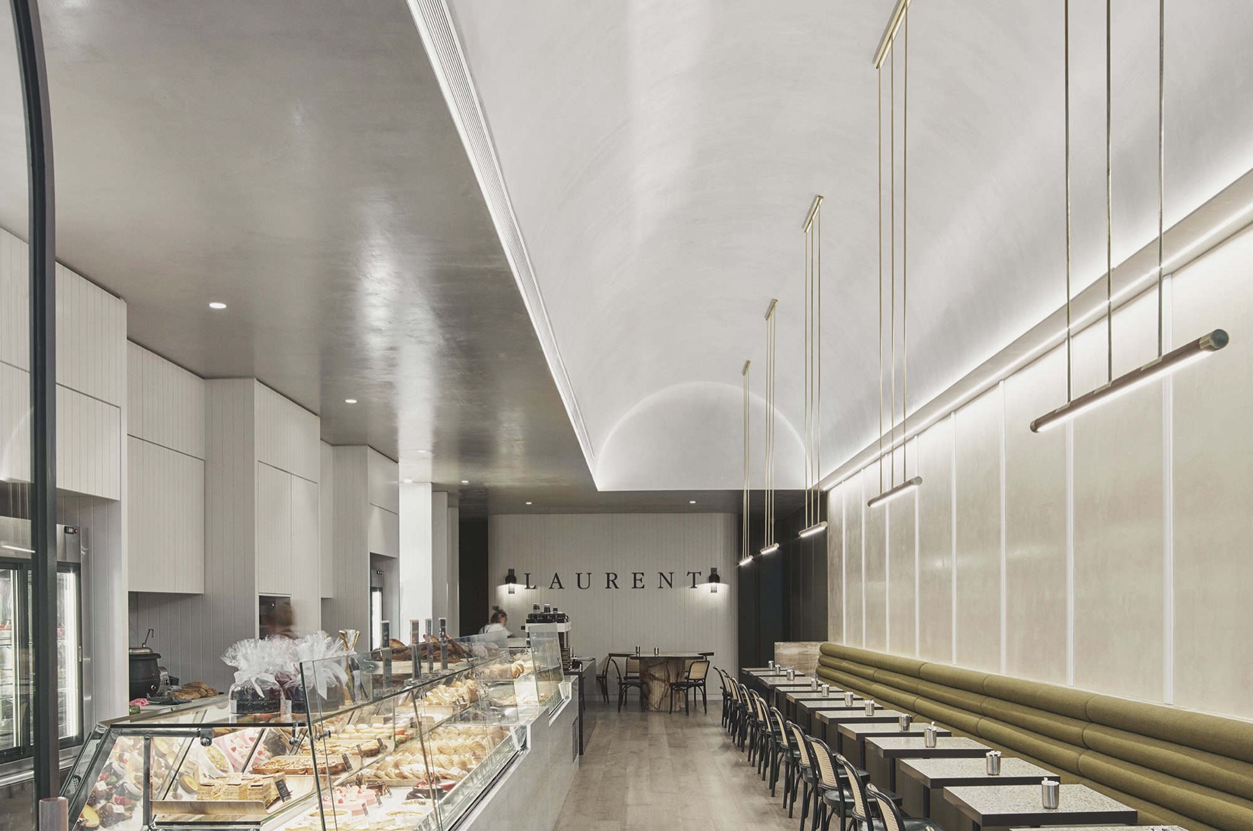 Custom sculptural lighting by Alex Earl for Laurent Patisserie, Melbourne