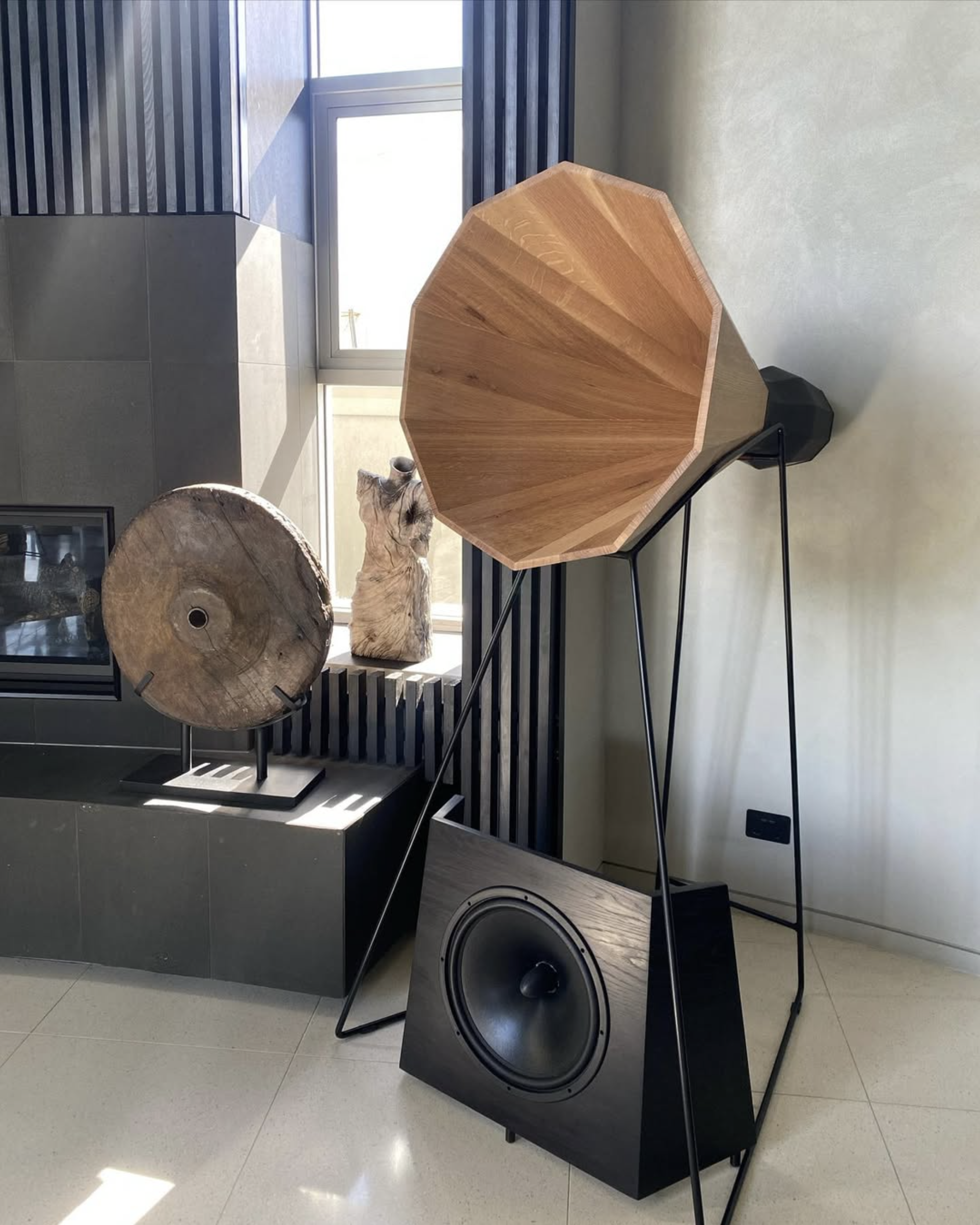Bespoke high-fidelity sound system by Alex Earl installed in situ at a private residence, Noosa